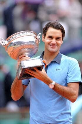 Roger Federer (Schweiz) gewinnt die French Open 2009 -  Tennis Herren French Open 2009, Grand Slam, ATP Tour, Finale Einzelbild Roland Garros Paris Freude,