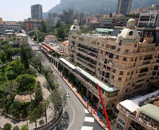 Mirabeau Kurve in Monte Carlo aus der Vogelperspektive - - ZUMAs04 Motorsport Grand Prix Herren Großer Preis von Monaco 2009, Formel 1 Weltmeisterschaft, F1, F, GP, WM Totale Circuit Monte Carlo
