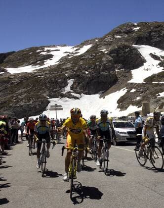 Alejandro Valverde (Spanien Caisse d Epargne, Mitte) am Col du Galibier -  Radsport Herren Criterium du Dauphine Libere 2009, Straßenradsport, Straße, Rad, ProTour Totale 7. Etappe: Briancon - Saint Francois Longchamp