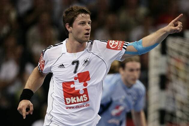 Martin Strobel (Deutschland) - Jubel Handball Länderspiel Herren EM Qualifikation 2009, Nationalteam, Nationaltrikot Einzelbild Hamburg Freude,