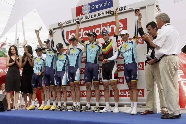 Team Astana gewinnt die Teamwertung des Criterium du Dauphine Libere 2009 Radsport Herren Criterium du Dauphine Libere 2009, Straße, Rad, Straßenradsport, Vdig o0 ProTour Gruppe 8. Etappe: Faverges - Grenoble Freude,