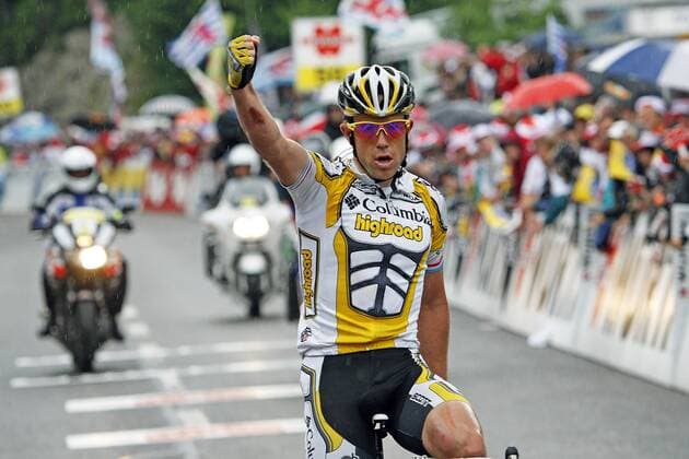 Kim Kirchen (Luxemburg Columbia High Road) gewinnt die 7. Etappe der Tour de Suisse Radsport Herren Tour de Suisse 2009, Straßenradsport, Straße, Rad, ProTour, Vdig Einzelbild 7. Etappe: Bad Zurzach - Vallorbe Juraparc Freude,