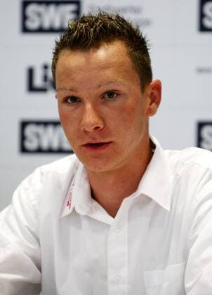 Patrick Gretsch (Deutschland Thüringer Energie Team) anlässlich der Pressekonferenz zur deutschen Bahnradmeisterschaft 2009 Radsport LM Herren Deutsche Meisterschaft 2009, DM, Rad, Bahn, Halle, Indoor, Bahnrad, Bahnradsport Porträt Erfurt