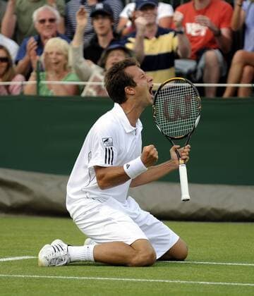 Philipp Kohlschreiber (Deutschland) - Jubel Tennis Herren All England Championships 2009, Grand Slam, ATP Tour Einzelbild Wimbledon London Begeisterung, Freude,