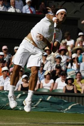 Roger Federer (Schweiz) Tennis Herren All England Championships 2009, ATP Tour, Grand Slam, Einzelbild Wimbledon London Dynamik,