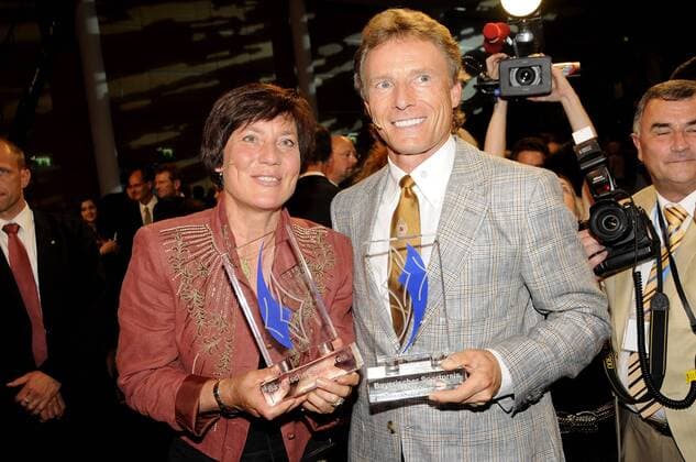 Preisträger Rosi Mittermaier Neureuther und Bernhard Langer (beide Deutschland) anlässlich des bayrischen Sportpreises 2009 Alpiner Skilauf Herren Bayerischer Sportpreis 2009, Sportlerehrung, Ehrung, Preisverleihung Gruppe München
