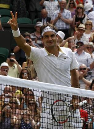 Roger Federer (Schweiz) - Schlussjubel -  Tennis Herren All England Championships 2009, Grand Slam, ATP Tour, Halbfinale, Einzelbild Wimbledon London Freude,