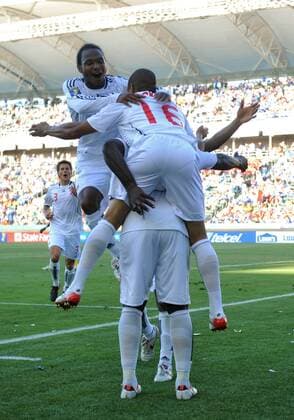 Torjubel Kanada - (Icon0070907030442) Fußball Länderspiel Herren Concacaf Gold Cup 2009, Goldcup, Nationalteam, Nationaltrikot, Kanada Gruppe Carson Freude, Begeisterung, EDITORIAL USE ONLY
