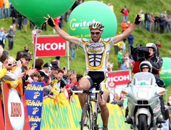 Michael Albasini (Schweiz Columbia High Road) gewinnt die 2. Etappe der Österreichrundfahrt 2009 -  Radsport Herren Tour of Austria 2009, Österreich Rundfahrt, Österreichrundfahrt, Straßenradsport, Straße, Rad Einzelbild 2. Etappe: Landeck - Kitzbüheler Horn Freude,