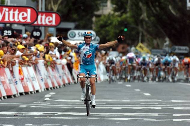 Thomas Voeckler (Frankreich BBOX Bouygues Telecom) gewinnt die 5. Etappe der Tour de France 2009 -  Radsport Herren Tour de France 2009, Straßenradsport, Straße, Rad Einzelbild dAgde 5. Etappe: Le Cap d Agde - Perpignan Freude,