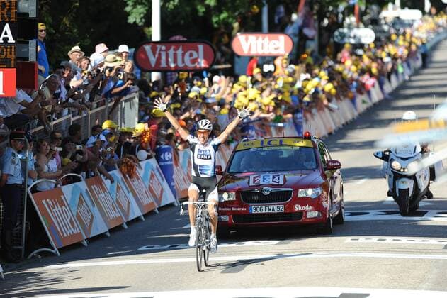 Nicki Sörensen (Dänemark Saxo Bank) gewinnt die 12. Etappe der Tour de France 2009 -  Radsport Herren Tour de France 2009, Straßenradsport, Straße, Rad Einzelbild 12. Etappe: Tonnerre - Vittel Begeisterung, Freude,