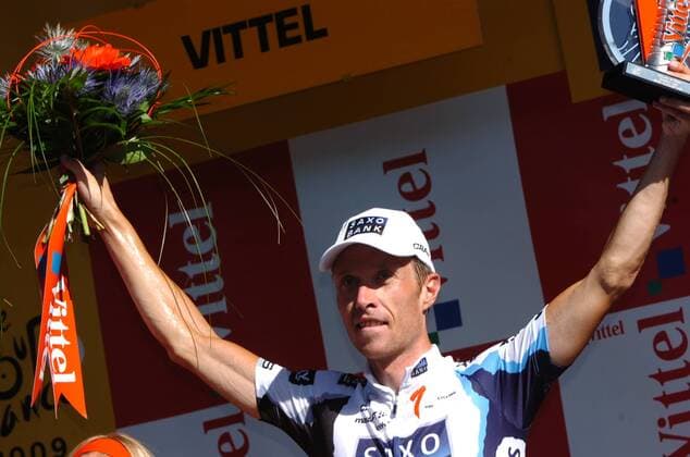 Nicki Sörensen (Dänemark Saxo Bank) gewinnt die 12. Etappe der Tour de France 2009 -  Radsport Herren Tour de France 2009, Straßenradsport, Straße, Rad Einzelbild 12. Etappe: Tonnerre - Vittel Begeisterung, Freude,