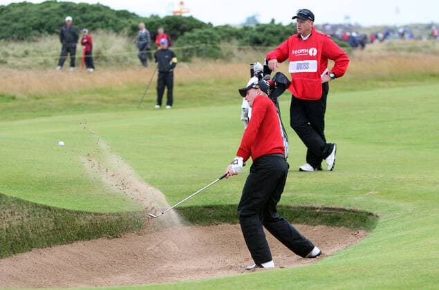 Stephan Gross (Deutschland) im Bunker -  Golf Herren The British Open Championship 2009, European PGA Tour, Gruppe Turnberry, Ayrshire Dynamik,