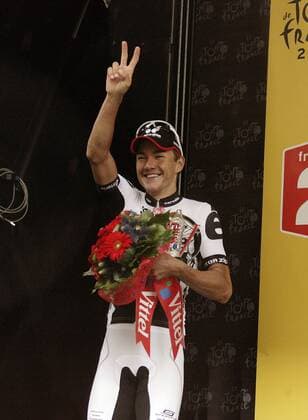 Heinrich Haussler (Deutschland Cervelo) gewinnt die 13. Etappe der Tour de France 2009 Radsport Herren Tour de France 2009, Straßenradsport, Straße, Rad Einzelbild 13. Etappe: Vittel - Colmar Freude,