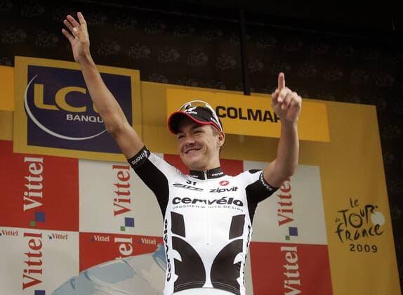 Heinrich Haussler (Deutschland Cervelo) gewinnt die 13. Etappe der Tour de France 2009 Radsport Herren Tour de France 2009, Straßenradsport, Straße, Rad Einzelbild 13. Etappe: Vittel - Colmar Freude,