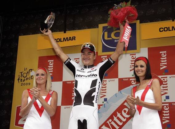 Heinrich Haussler (Deutschland Cervelo) gewinnt die 13. Etappe der Tour de France 2009 Radsport Herren Tour de France 2009, Straßenradsport, Straße, Rad Gruppe 13. Etappe: Vittel - Colmar Freude,
