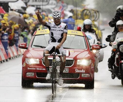 Heinrich Haussler (Deutschland Cervelo) gewinnt die 13. Etappe der Tour de France 2009 Radsport Herren Tour de France 2009, Straßenradsport, Straße, Rad Einzelbild 13. Etappe: Vittel - Colmar Freude,