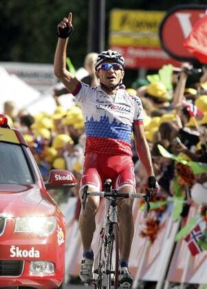 Serguei Ivanov (Russland Katusha) gewinnt die 14. Etappe der Tour de France 2009 Radsport Herren Tour de France 2009, Straßenradsport, Straße, Rad Einzelbild 14. Etappe: Colmar - Besancon Freude,