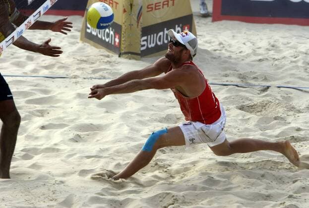 Julius Brink (Deutschland) -  Beachvolleyball Herren Swatch FIVB World Tour 2009, Beach, Finale Einzelbild Moskau Dynamik,