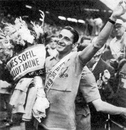Ferdy Kübler (Schweiz) - Gesamtsieger der Tour de France 1950 -  Radsport Herren Tour de France 1950, Straßenradsport, Straße, Rad, Repro, Geschichte, Historie, Radsportgeschichte, Gruppe Paris Freude,