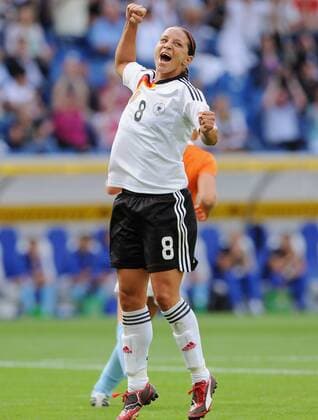 Inka Grings (Deutschland) - Torjubel -  Fußball Länderspiel Damen Freundschaftsspiel 2009, Test, Testspiel, Nationalteam, Nationaltrikot, Einzelbild Frauen, Frauenfußball, Sinsheim Freude,