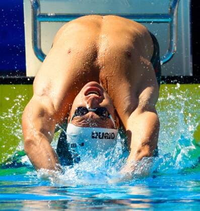 Aaron Peirsol (USA) - Startsprung - xFRA (SESAPool023) Schwimmen WM Herren WM 2009, 100m Rücken Einzelbild Rom Dynamik,