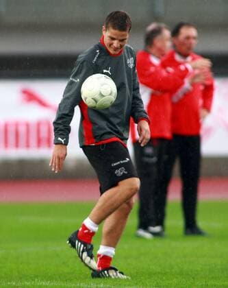 Pirmin Schwegler (Schweiz) Fußball Herren Nationalteam 2009, Training, Vdig Einzelbild Basel 