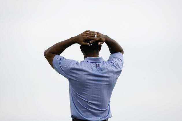 Tiger Woods (USA)reacts after missing a birdie putt on the 16th hole during the PGA Championship  BKX2009081306 o0 Eldrick, Enttäuschung, Verzweiflung