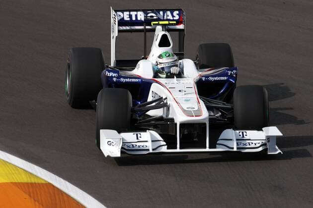 Nick Heidfeld (Deutschland BMW Sauber) in seinem Boliden Motorsport Grand Prix Herren Großer Preis von Europa 2009, Formel 1 Weltmeisterschaft, F1, F, GP, WM Einzelbild Valencia