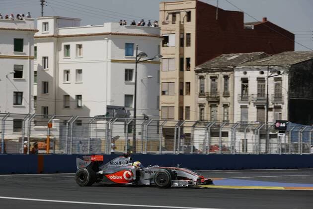 Lewis Hamilton (England McLaren Mercedes) in seinem Boliden Motorsport Grand Prix Herren Großer Preis von Europa 2009, Formel 1 Weltmeisterschaft, F1, F, GP, WM, Qualifying Einzelbild Valencia