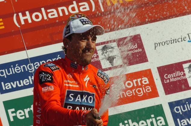 Fabian Cancellara (Schweiz Saxo Bank ) gewinnt den Prolog der Vuelta a Espana 2009 in Assen -  Radsport Herren Vuelta a Espana 2009, Spanienrundfahrt, Straßenradsport, Straße, Rad Gruppe Assen Freude,