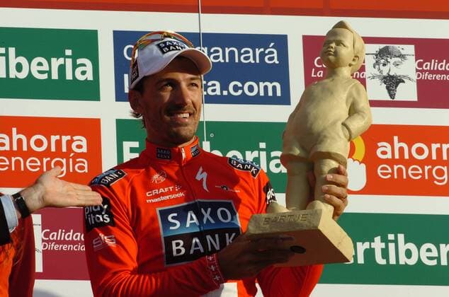 Fabian Cancellara (Schweiz Saxo Bank ) gewinnt den Prolog der Vuelta a Espana 2009 in Assen -  Radsport Herren Vuelta a Espana 2009, Spanienrundfahrt, Straßenradsport, Straße, Rad Einzelbild Assen Freude,