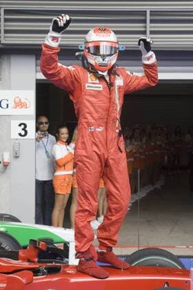 Kimi RAIKKONEN (FIN, Ferrari) jubelt nach seinem Sieg Motor Formel 1 Grosser Preis von Belgien in Spa Franchorchamps am 30.08.2009
