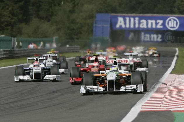 Giancarlo Fisichella (Italien Force India) führt Motorsport Grand Prix Herren Großer Preis von Belgien 2009, Formel 1 Weltmeisterschaft, F1, F, GP, WM, Gruppe Spa-Francorchamps