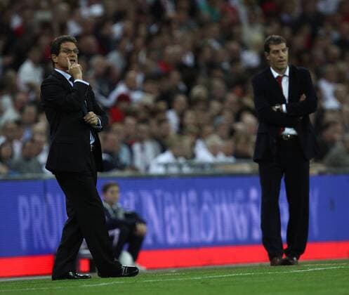 Nationaltrainer Fabio Capello (England, L) und Nationaltrainer Slaven Bilic (Kroatien) -  o0 Trainer