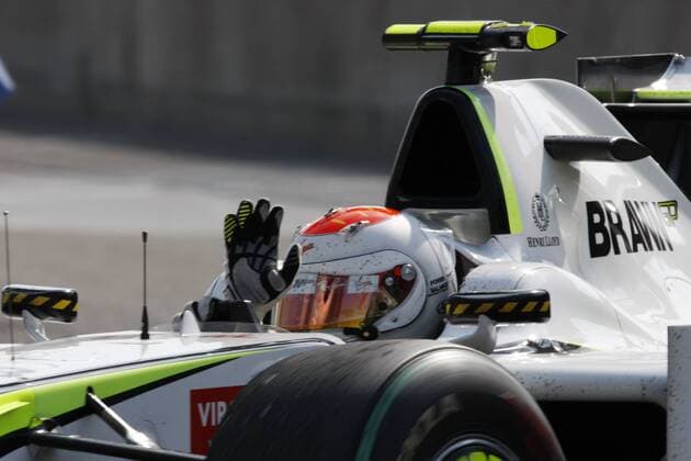 Sieger Barrichello auf dem Weg zum parc ferme, F1 Italien, Monza, 13.09.09