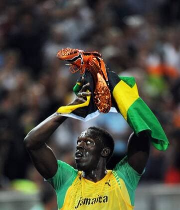 Usain Bolt (Jamaika) - Weltmeister 2009 über 200m o0 Sieg, Sieger, Jubel, Freude