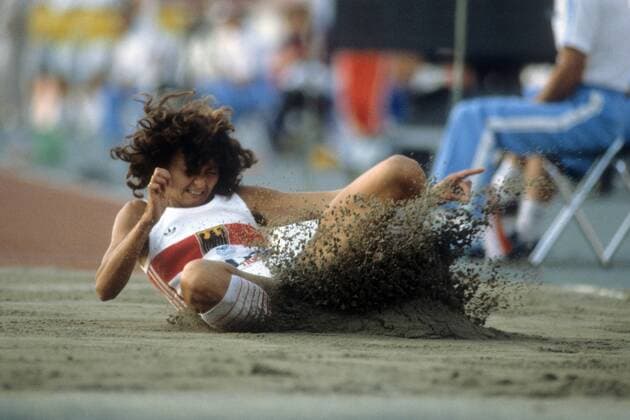 Karin Hänel (BR Deutschland) Leichtathletik EM Damen Leichtathletik EM 1982 Einzelbild Athen Dynamik,