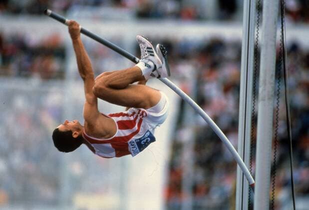 Andrej Tiwontschik (Deutschland) Leichtathletik EM Herren Leichtathletik EM 1994, Stabhochsprung, Nationaltrikot Einzelbild Helsinki