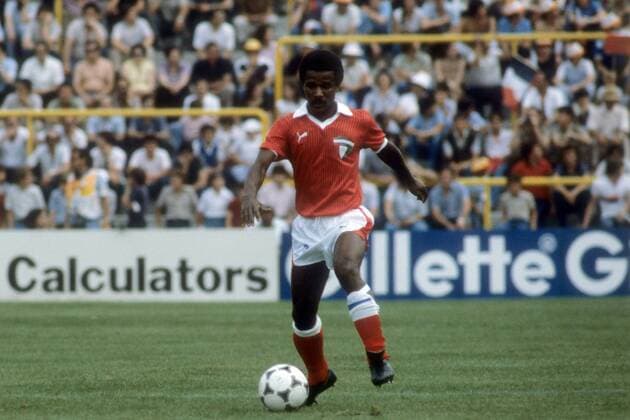 Mahboud Mubarak (Kuwait) Fußball WM Herren WM 1982, Länderspiel, Nationalteam, Nationaltrikot Einzelbild Valladolid