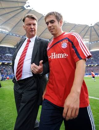 Trainer Louis VAN GAAL (li) und Philipp LAHM (re, beide FC Bayern München) 