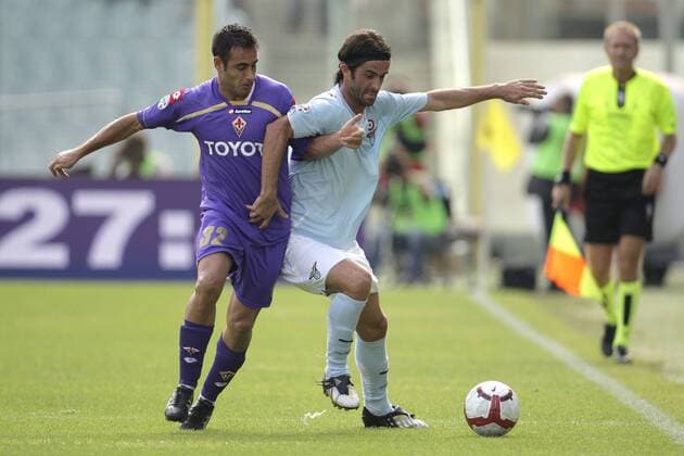 ACF Fiorentina - Lazio Rom - Marco Marchionni (AC Florenz, li.) gegen Simone Del Nero (Lazio) - 