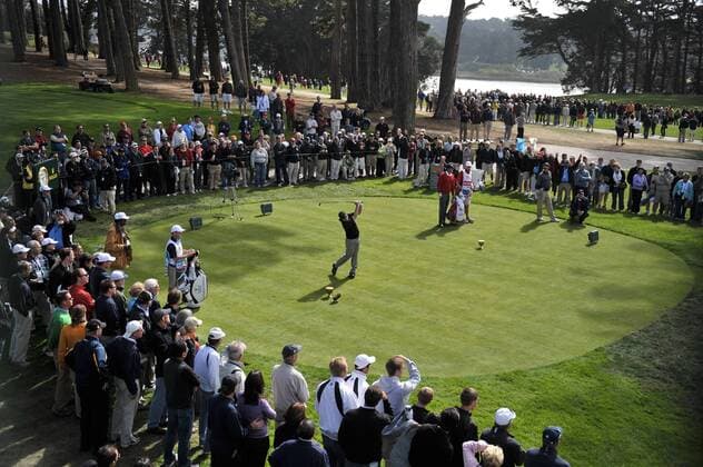 International team member Tim Clark (South Africa) during the first round of The Presidents Cup  SFP20091008322 o0 Totale, Fan, Zuschauer o0 Sportstätte o00 Golfplatz Platz Kurs Anlage Harding Park Golf Course, San Franciso, USA o00 The President s