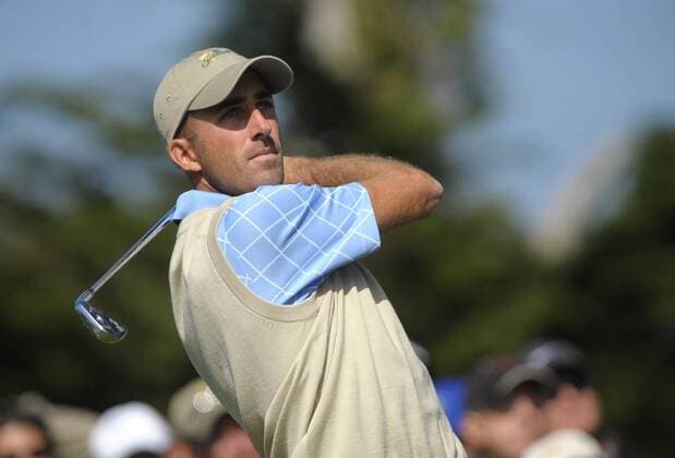 International team member Geoff Ogilvy watches his drive off of the 2nd tee box during the second round of The Presidents Cup at Harding Park Golf Course in San Francisco, California on October 9, 2009.  SFP20091009362 o00 The President s