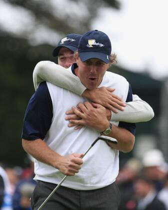 Phil Mickelson (vorne) und Sean O Hair (beide USA). - ZUMAcj3 o0 Ohair Freude