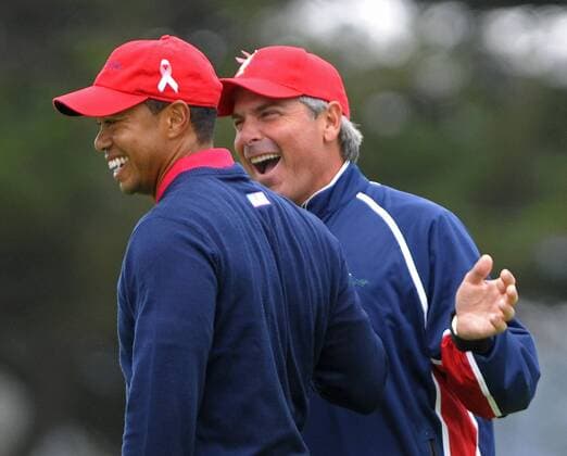 United States team captain Fred Couples (R) and Tiger Woods (USA) -  SFP20091011333 o0 Eldrick o00 President s