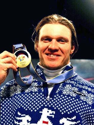 Hermann Maier (AUT) gewinnt den Super G bei den olympischen Spielen 1998 in Nagano -  o0 Olympische Spiele, Winterspiele, Sieg, Sieger, Olympiasieg, Olympiasieger, Gold, Medaille