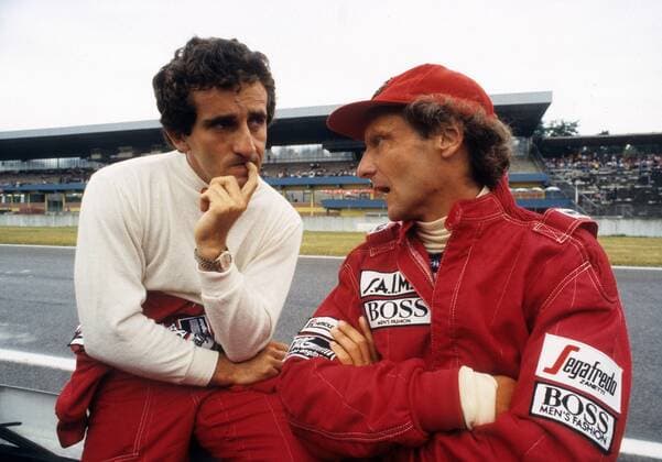 Niki Lauda (Österreich, re.) und Alain Prost (Frankreich beide McLaren Tag Porsche) Motorsport Grand Prix Herren Formel 1 WM 1984, F1, F, GP Gruppe Aufnahmedatum geschätzt