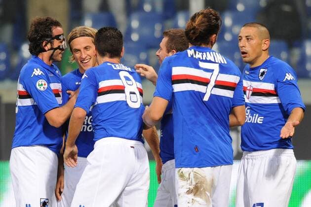 Reto Ziegler (Sampdoria Genua, 2.v.li.) - Torjubel -  o0 Jubel, Freude