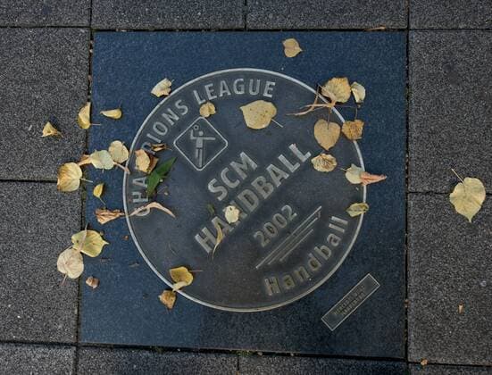 Walk of Fame in der Magdeburger Innenstadt zur Erinnerung an den Championsleague Sieg des SC Magdeburg 2002